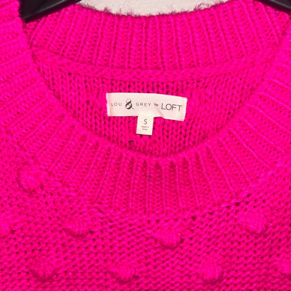Lou & Grey Sweater - fuchsia pink oversized Pom textured crew neck - Picture 4 of 10